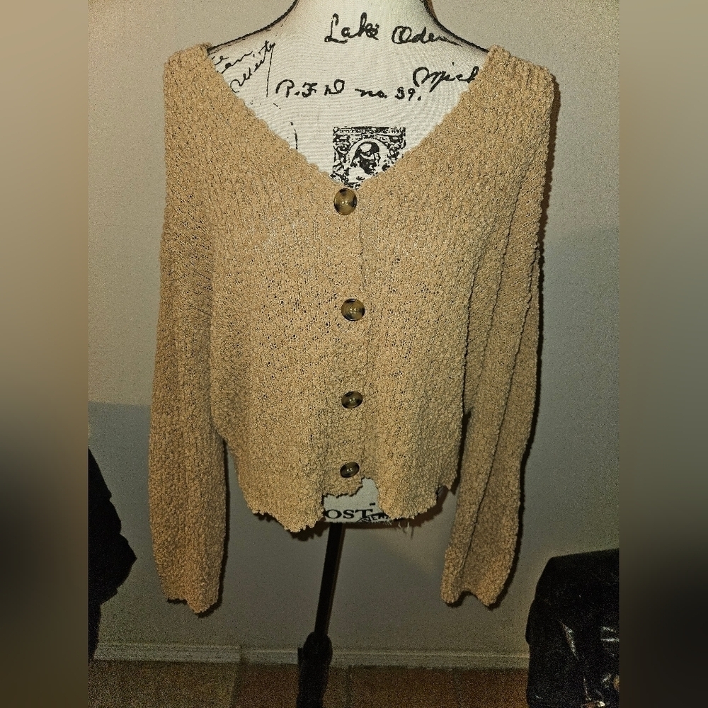 Social Standard By Sanctuary Womans Tan Cardigan Sweater Size L